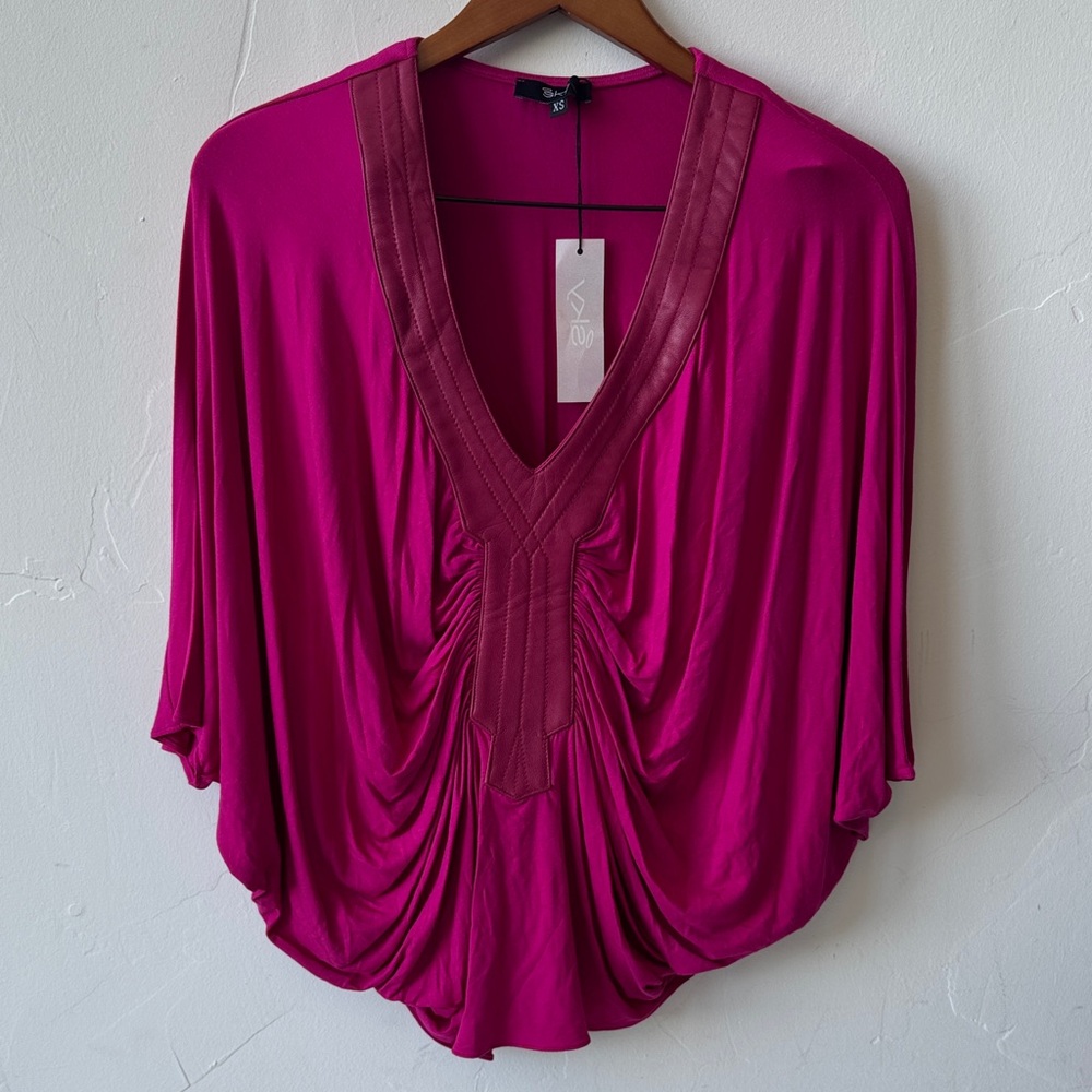Sky Fuchsia Drape Blouse